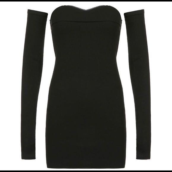 BLACK BODYCON DRESS WITH SLEEVES - Picture 4 of 10